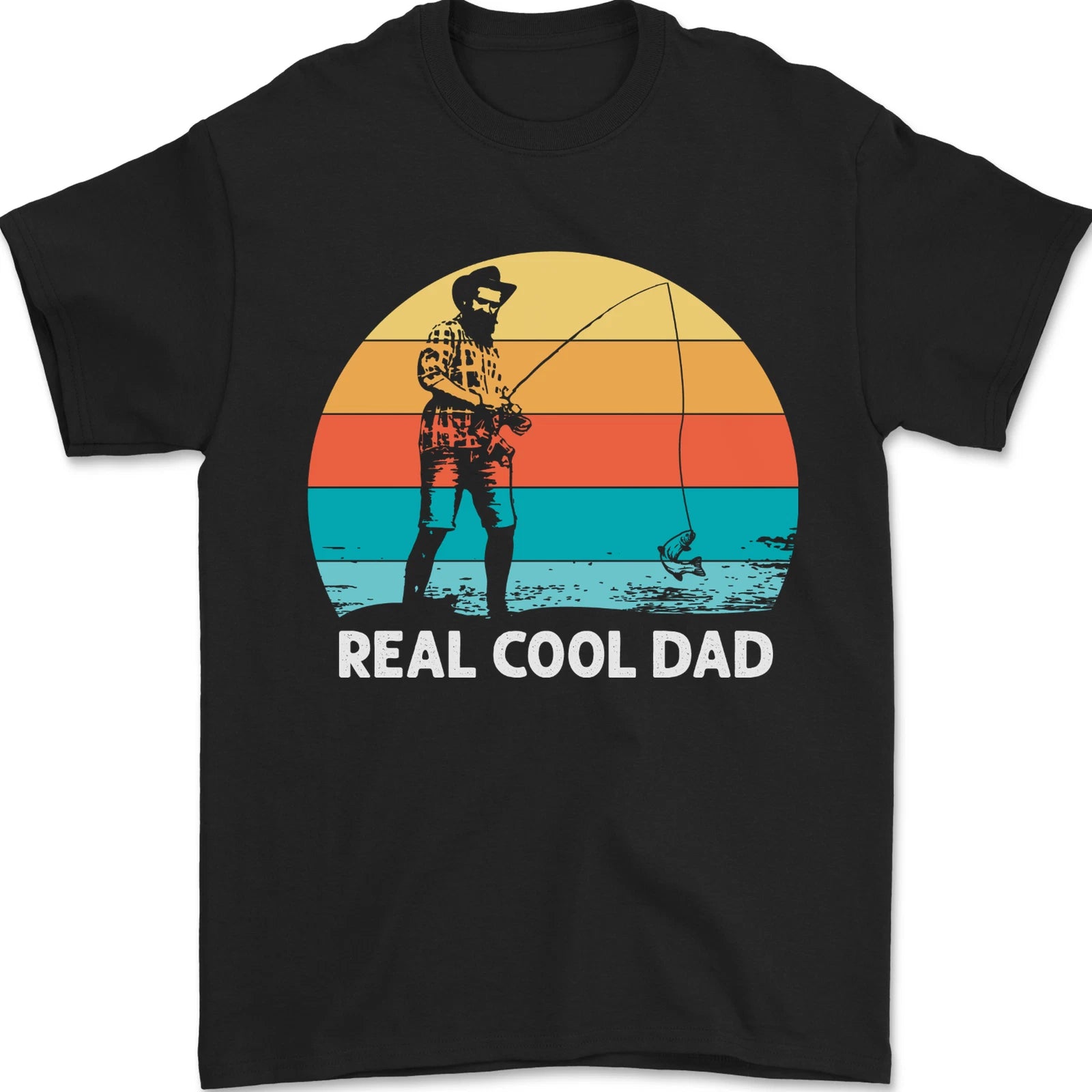 Reel Cool Dad Funny Fathers Day Fishing Mens T-Shirt 100% Cotton