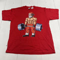Custom Graphic Red Muscular Santa T-Shirt Men’s Size XL NEW