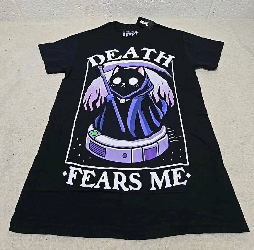 Kawaii Krypt Death Fears Me Graphic T-Shirt Large (BB)