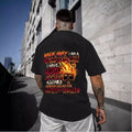 Mens black printed loose casual T shirt polyester suitable for home use