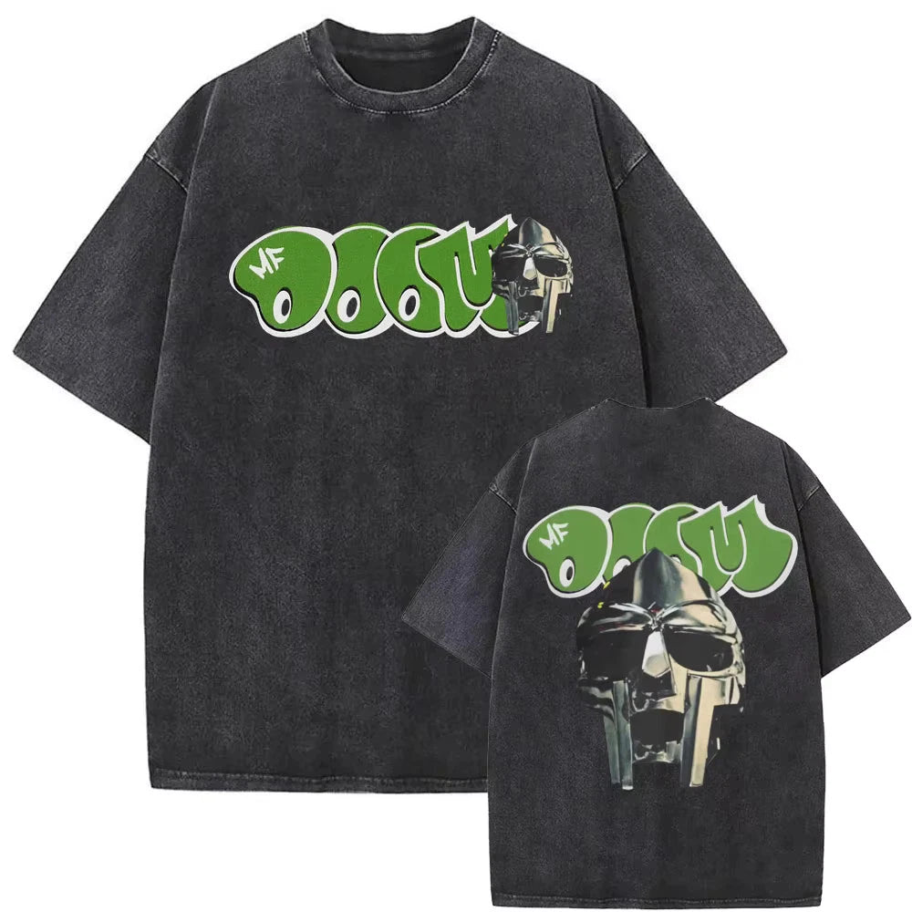 MF DOOM Washed Black Graphic T Shirt Hip Hop Rap Streetwear Unisex Tee