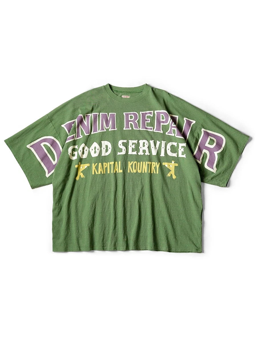 (ASK availability first) KAPITAL 18.5 Oversized T-Shirt (Denim Repair Point) new