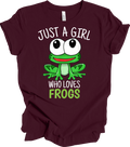 Just a Girl Who Loves Frogs Shirt Cute Frog Lover Gift Funny Kawaii Amphibian