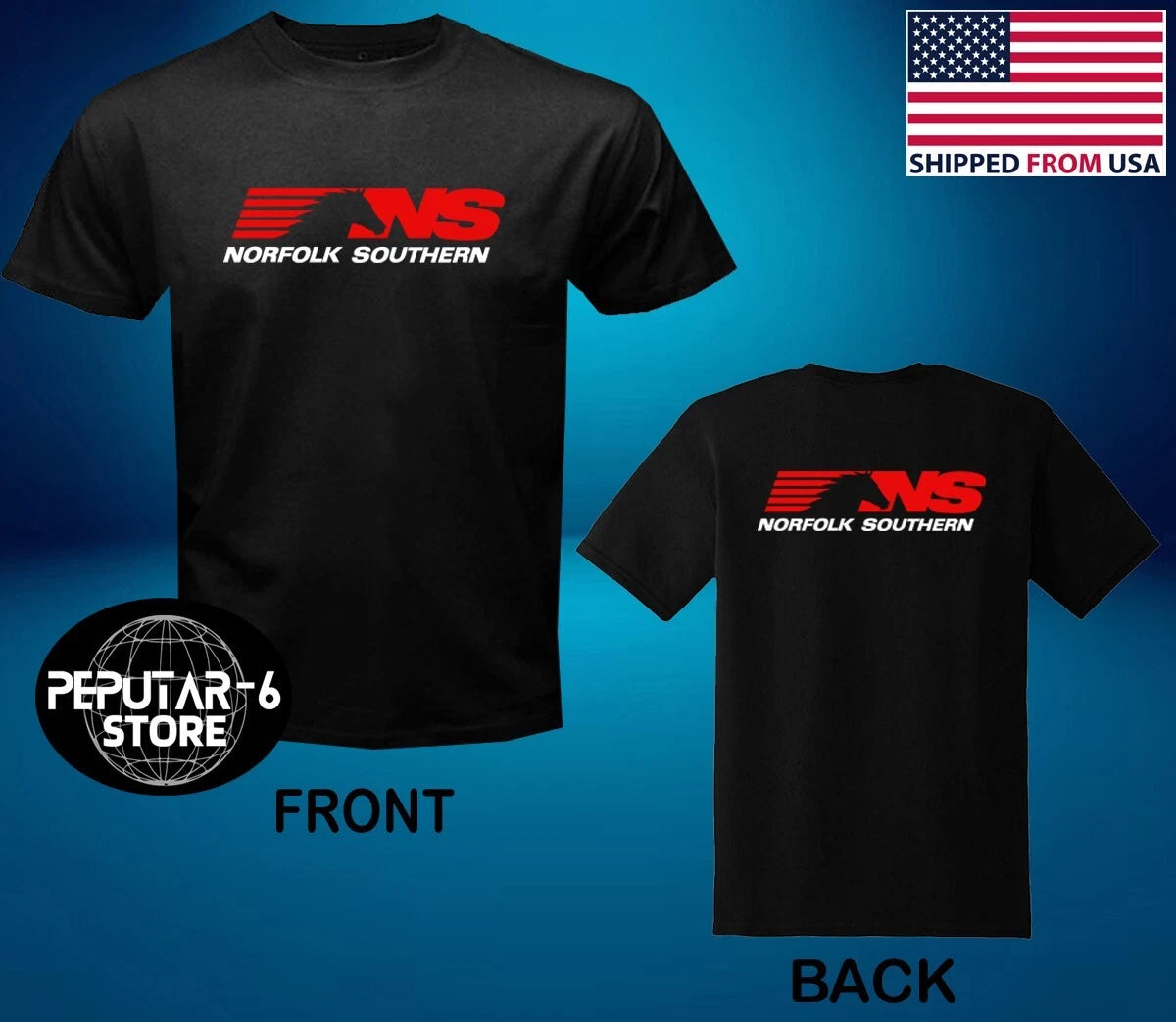 Norfolk Southern Railway Men's Black Size S-5XL