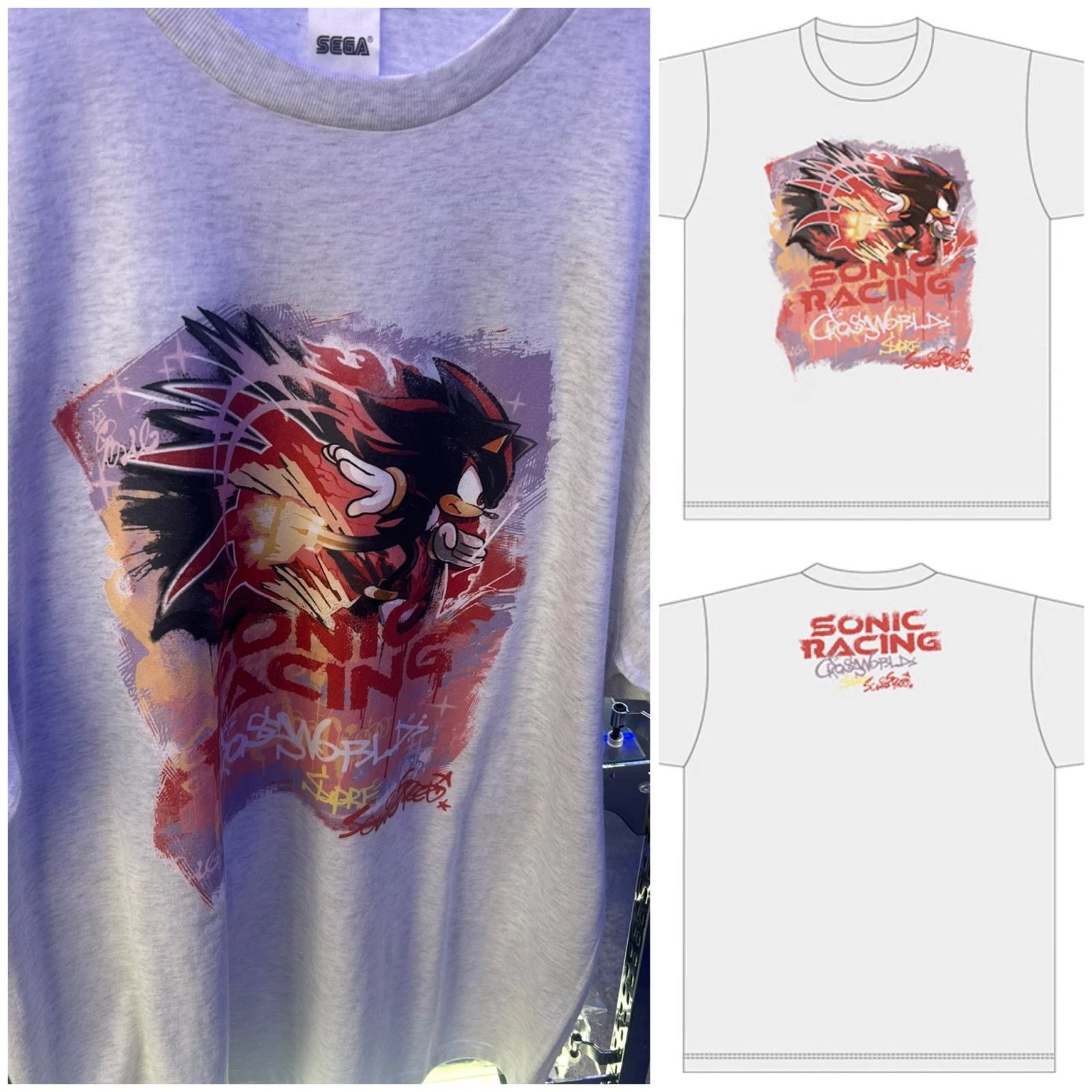 Sonic Racing Cross Worlds street art style T-shirt Shadow
