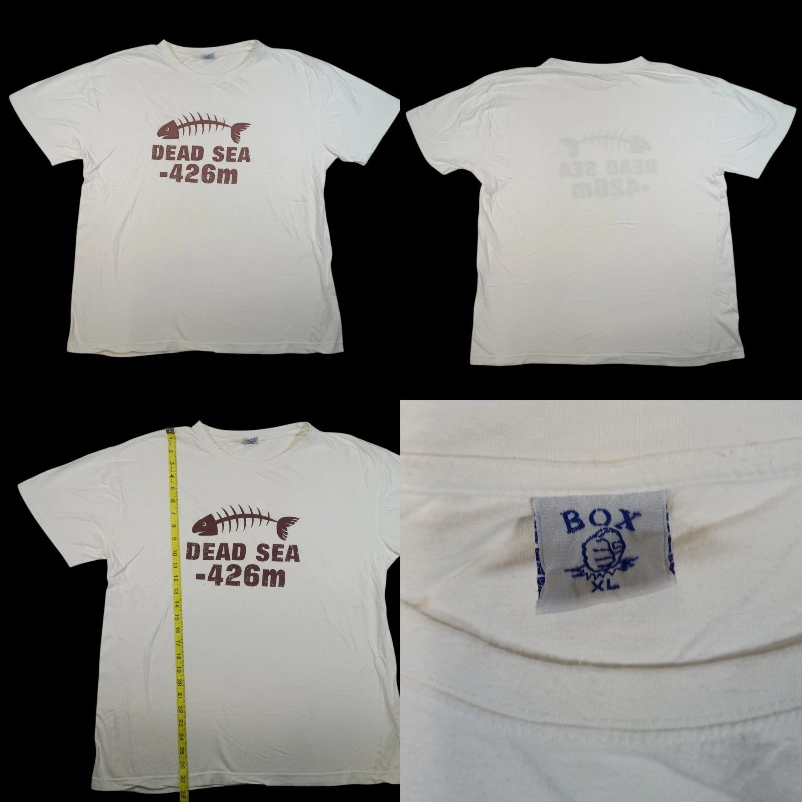 Vintage Dead Sea Dead Fish Humor Funny Dad Joke Israel Shirt XL