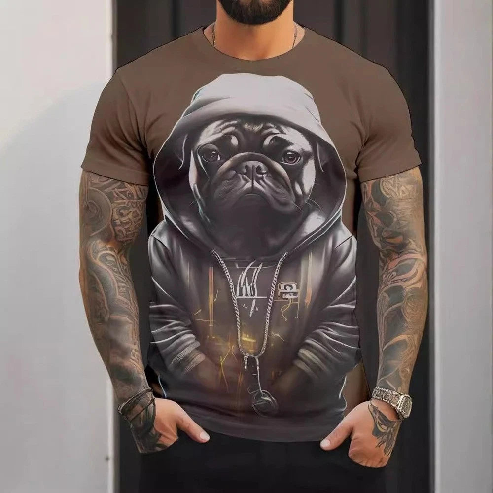 Mens street style printed T shirt with moderate elasticity for comfort