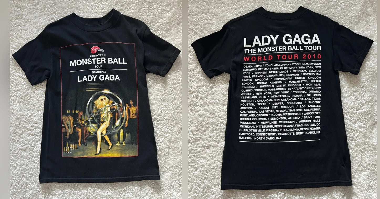 Lady Gaga Monster Ball Tour 2010 Vintage Concert Graphic T-Shirt Band Tee S-5XL
