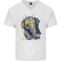 Elephant Hand Drawn Watercolour Mens V-Neck Cotton T-Shirt