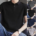 Men's Slim Fit Short Sleeve T Shirt Lapel Collar Business Casual Shirt
