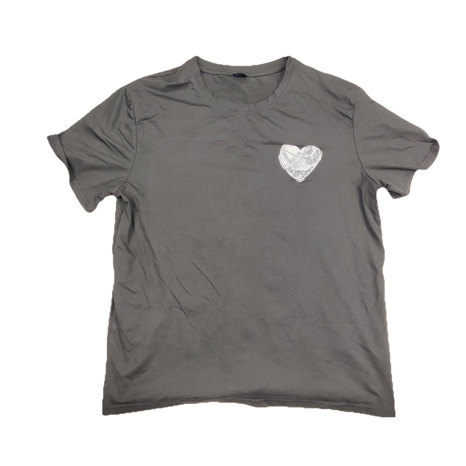 ROMWE Shirt Mens Large Black Believe In Ur World Heart Love Graphic T-Shirt