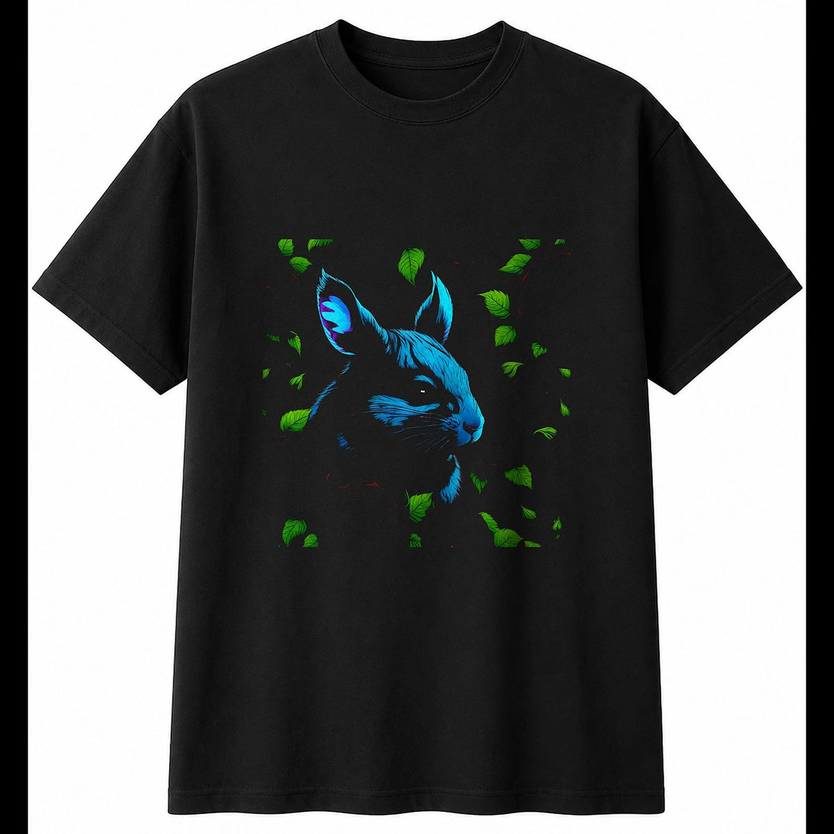 Dark Fantasy Chinchilla with Roses Cute Mens T-Shirt Black 100% Cotton Kawaii