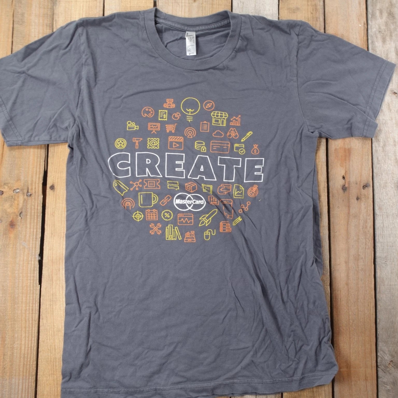 American Apparel Men's Grey M CREATE Graphic Combed Cotton T-Shirt