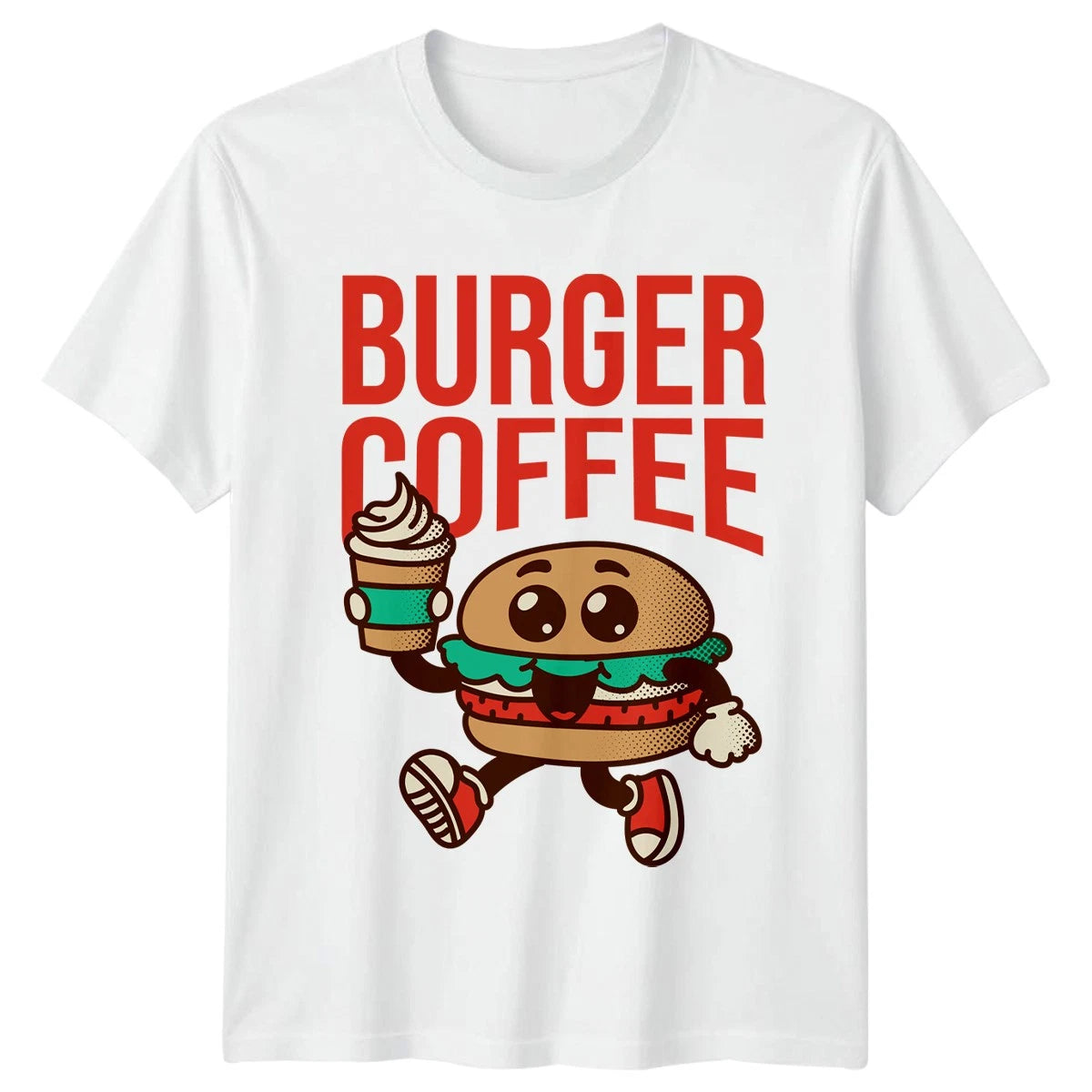 Burger Coffee T-Shirt Fast Food Coffee Lover Birthday Gift For Him And Her