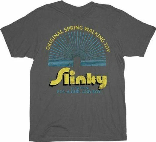 Adult Men's Slinky Spring Walking Toy Fun for a Girl and Boy Gray Cosplay Tee