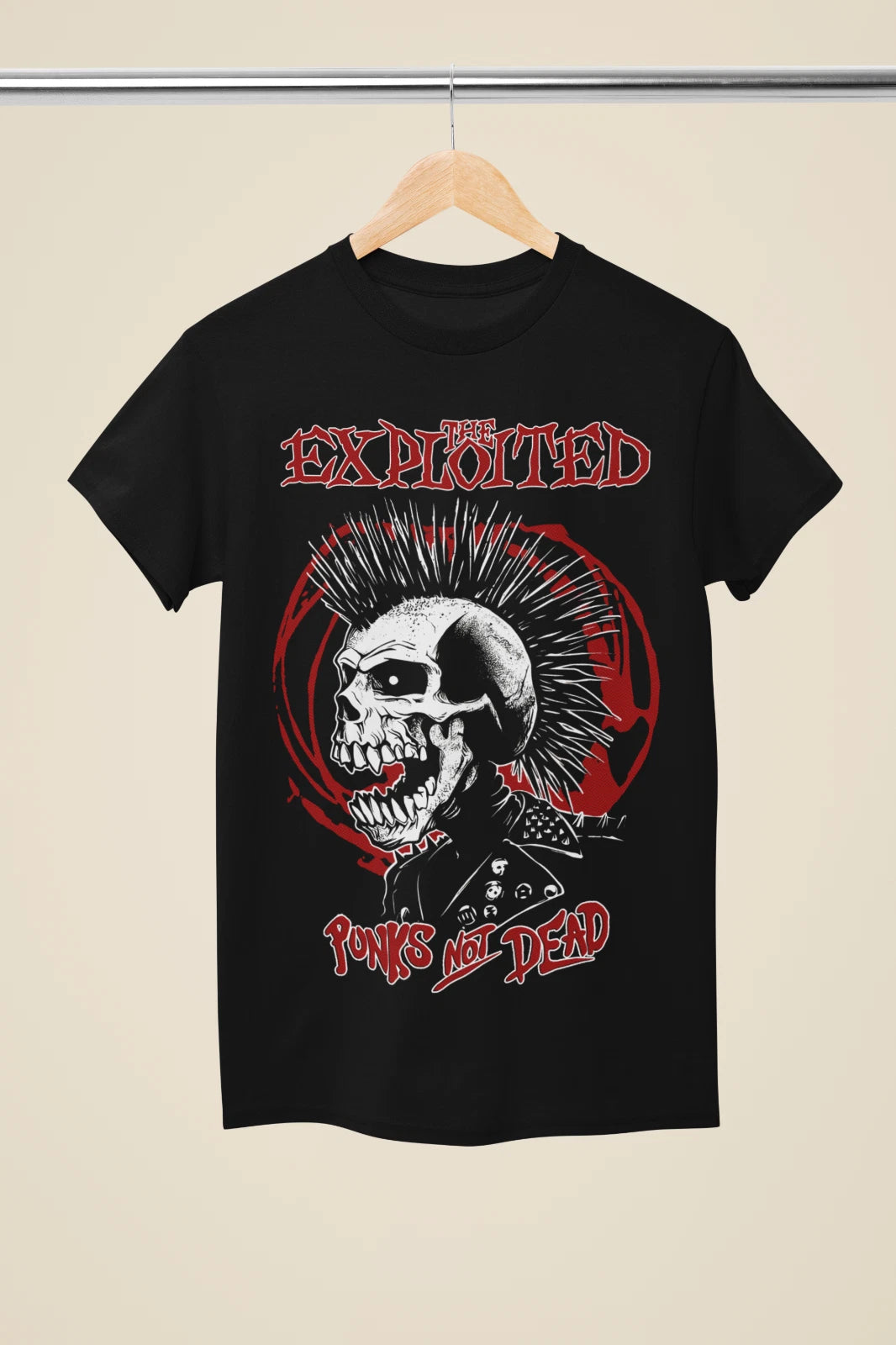 The Exploited "Punks Not Dead" Skull Graphic Black T-Shirt - (MU126)
