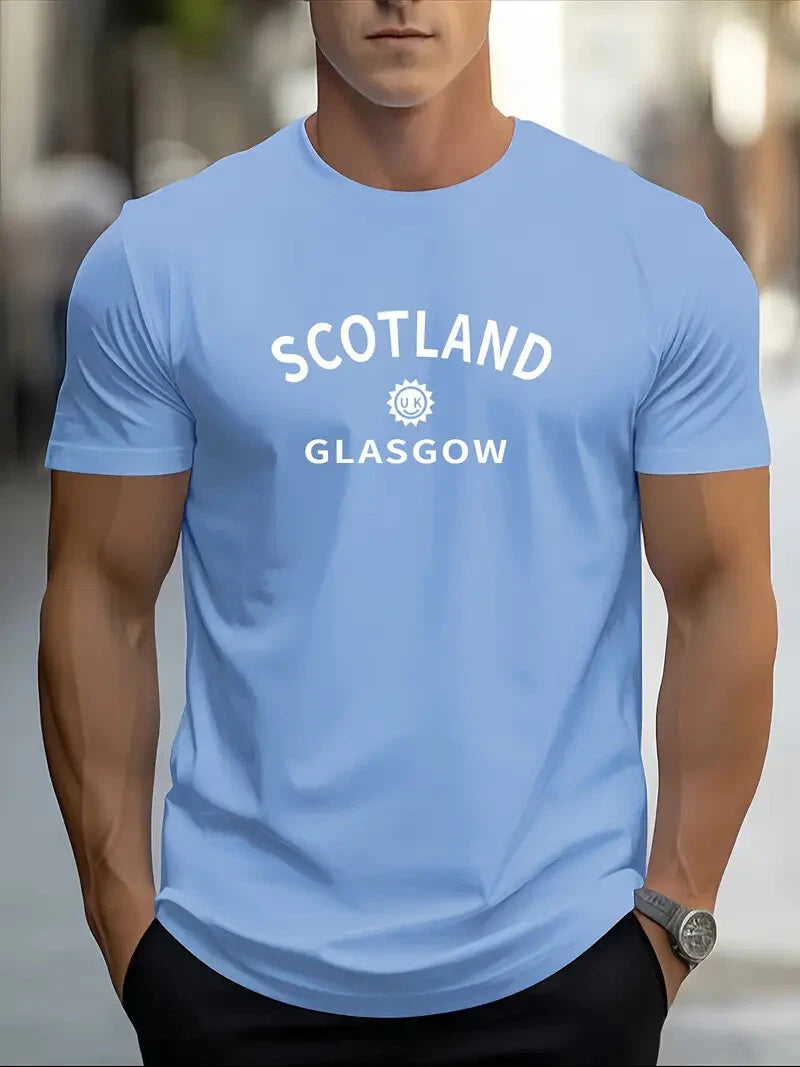 Scotland Glasgow T Shirt Men's Unisex Cotton Graphic Print Short Sleeve Tee Top