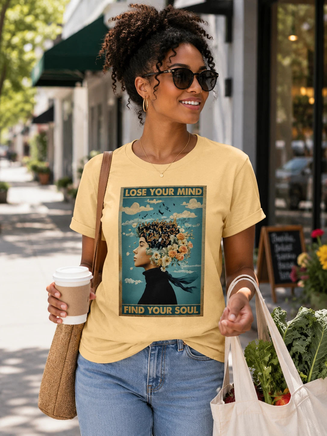 Lose Your Mind Find Your Soul T-Shirt Surreal Boho Graphic Art Inspirational Tee