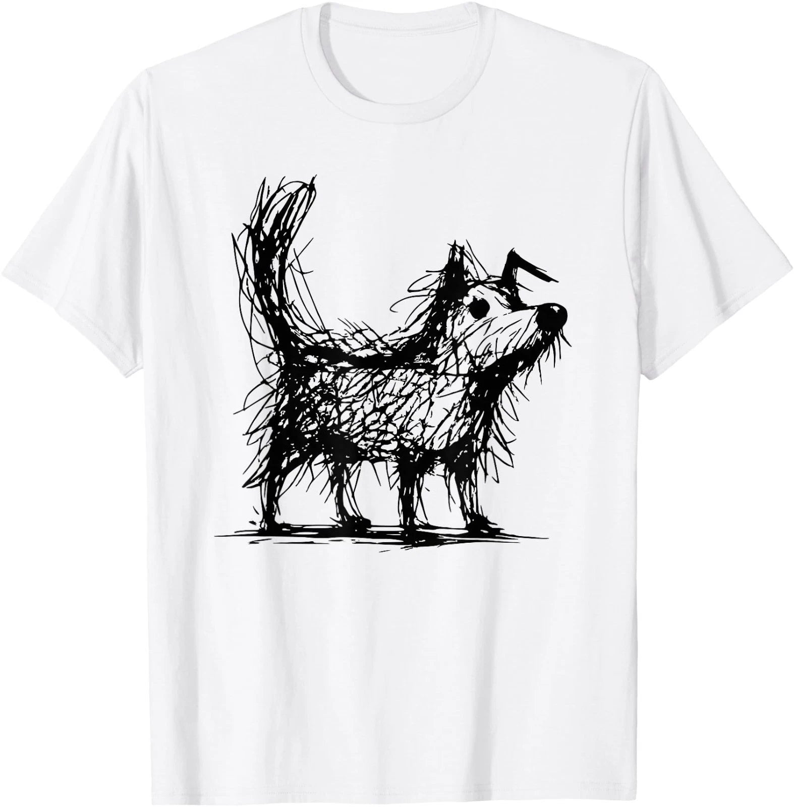 Minimal Line Art Minimalist Abstract Sketch Scribble Dog T-Shirt