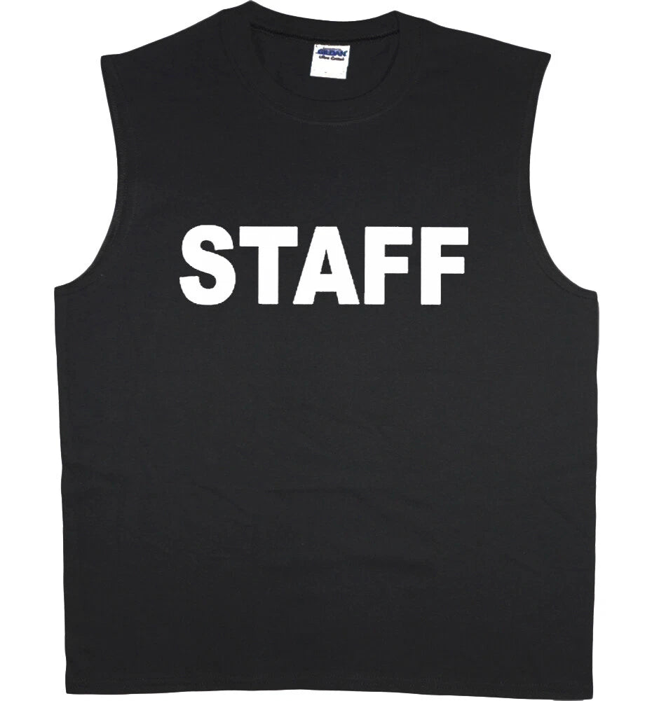 Mens Sleeveless T-shirt Muscle Tee Staff Shirt Tank Top