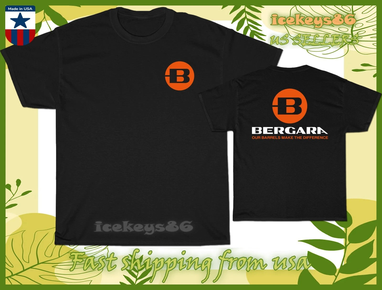 New Tee Shirt Bergara Rifles Logo Men's T-Shirt American Size Cool T-Shirt