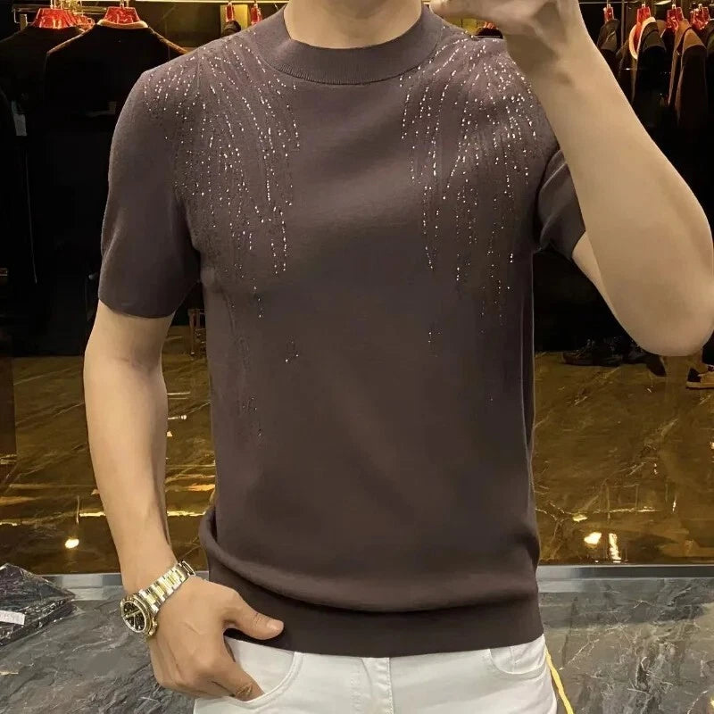 New Men Luxury Wings Fashion T-Shirt High Quality Black Brown