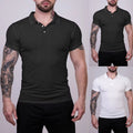 Ribbed Polyester Spandex Short Sleeve Pullover T-Shirt for Men Slim Fit Top