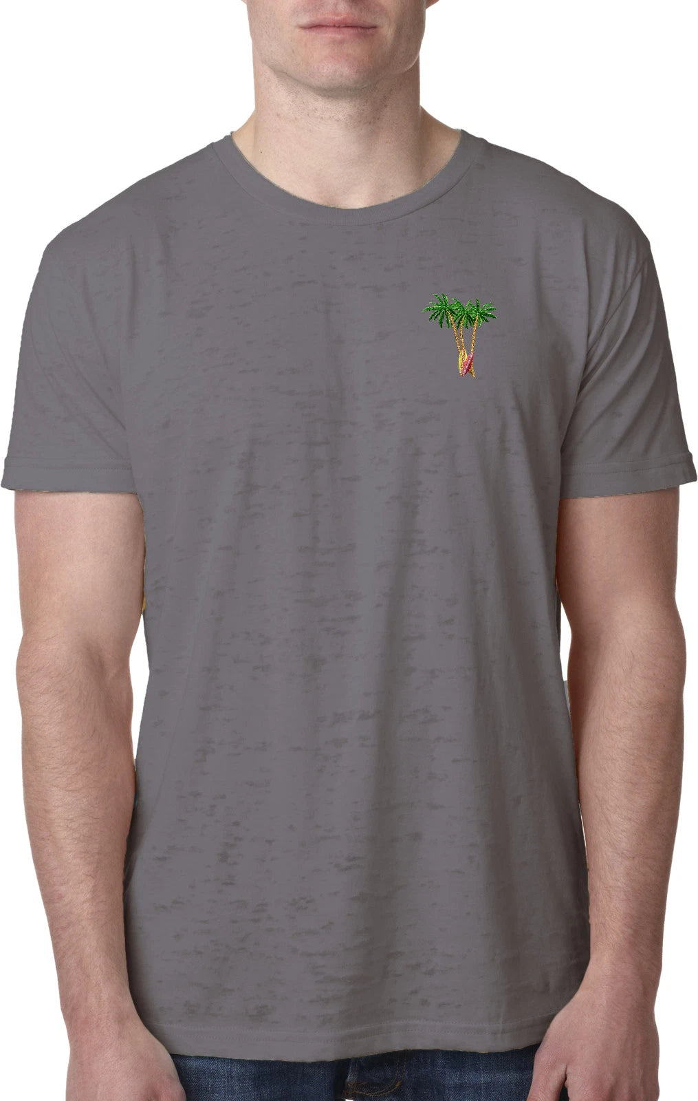 Buy Cool Shirts Palm Tree Patch Pocket Print Burnout Shirt