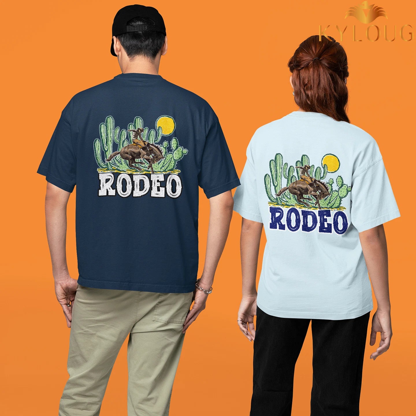 Rodeo Oversized Backprint Round Neck T-shirt Unisex Comfortable Short Sleeve