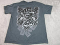 Y2K Skull Shirt Mens Large Gray Top Hat Dice Cards Goth Gildan Tag Short Sleeve