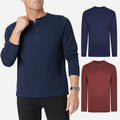 Mens Long Sleeve T-Shirt Plain Grandad Buttons Casual Hanley Regular M - 3XLTops