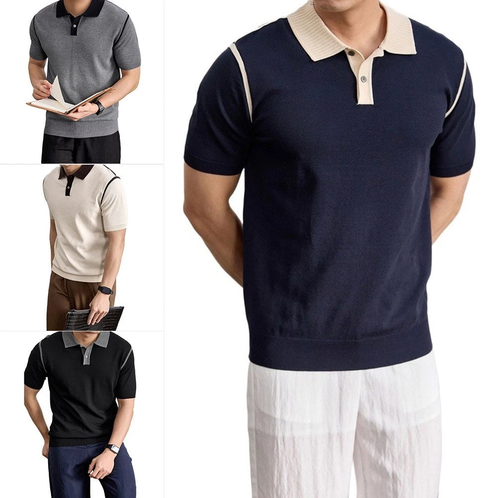 Men's Solid Short Sleeve Knit T-Shirt Casual Business Daily Wear Size L-3XL