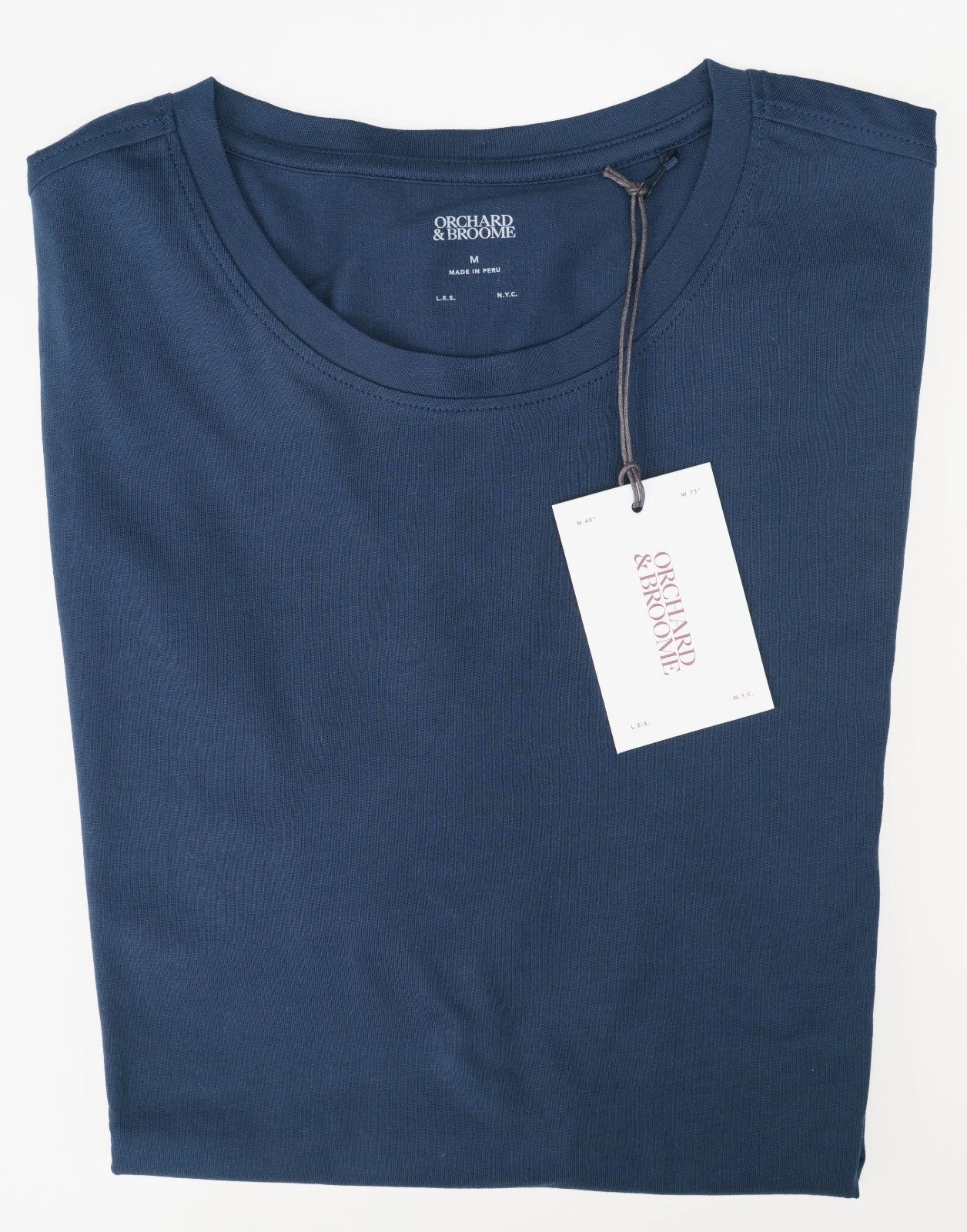 ORCHARD & BROOME Solid Blue T-Shirt Regular Fit Pima Stretch Lightweight M
