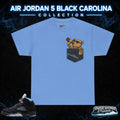 T-Shirt To Match Retro 5 Black Carolina Shoes -FAT POCKET Sneaker Tee
