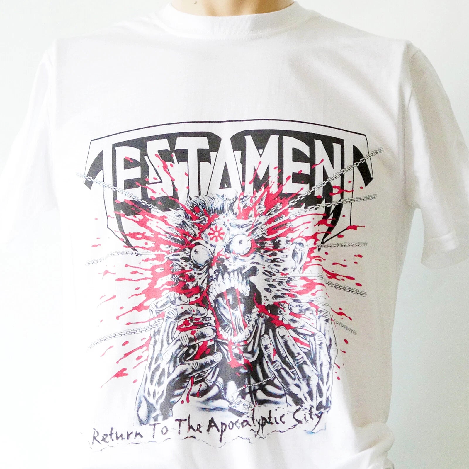 Testament Metal Rock T-shirt Unisex White Short Sleeve S-3XL