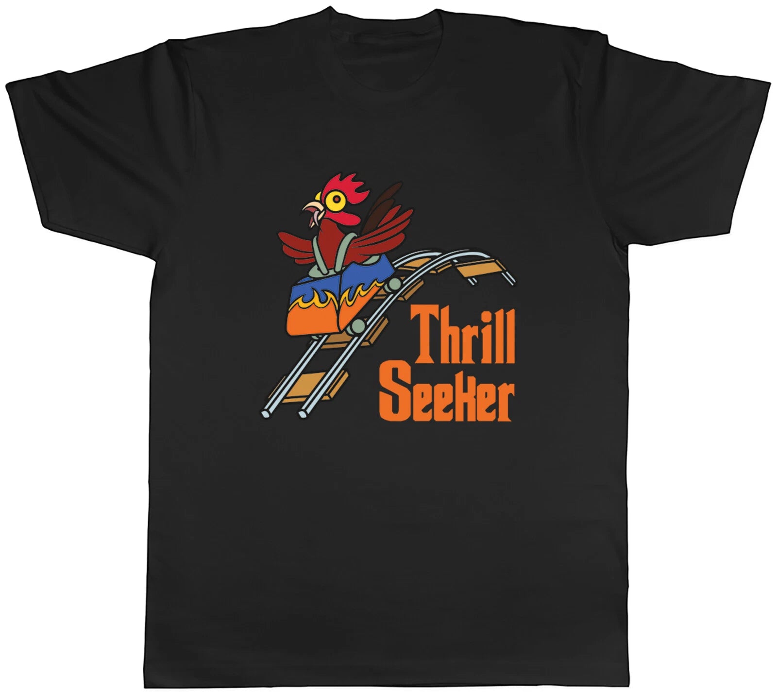 Funny Thrill Seeker Mens T-Shirt Theme Park Roller Coaster Train Tee Gift