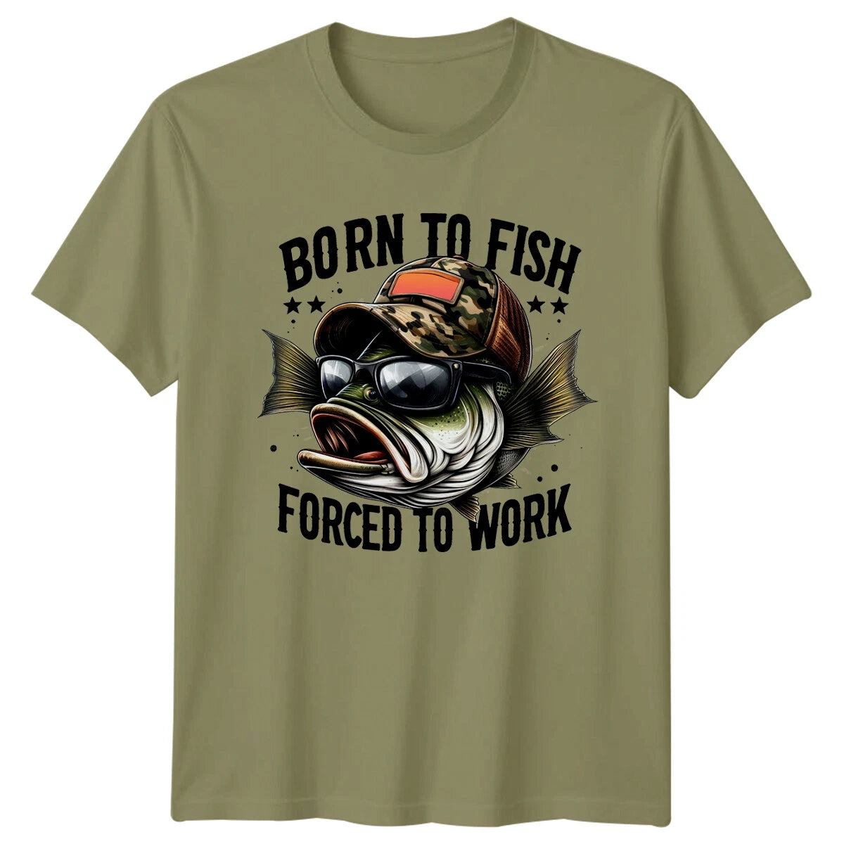 Born To Fish Forced To Work Fishing Hobbies Mens T-Shirt
