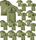 PRINTED ARMY Olive Green TSHIRT Double Sided CAP BADGE HM RE Para REME RGR RAMC