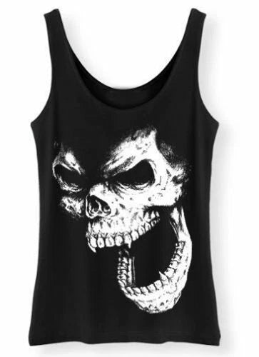 SKULL OUT Ladies Sleeveless Top Skull Cool Gift Halloween Biker Tank Top