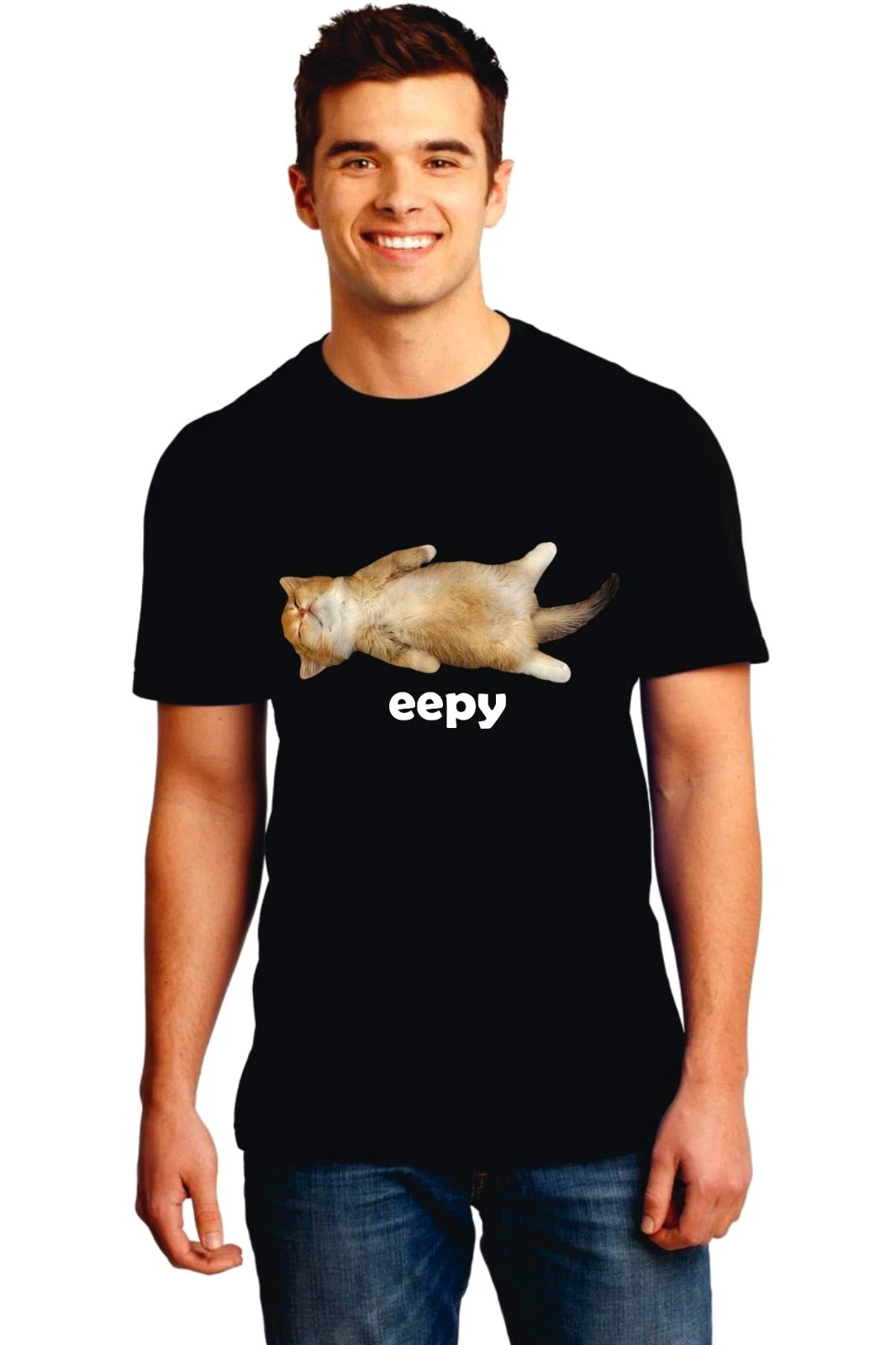 Eepy Cat T-Shirt Funny Sleeping Kitten Graphic Tee Cute Animal Top For Unisex