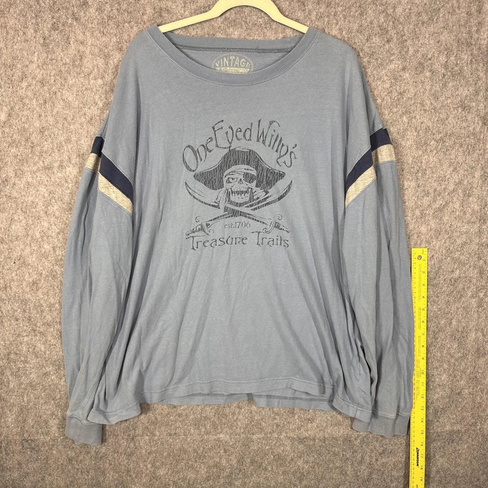 One Eyed Willy's Treasure Trails Shirt Mens 3XL Blue Pirate Graphic Y2K 00s