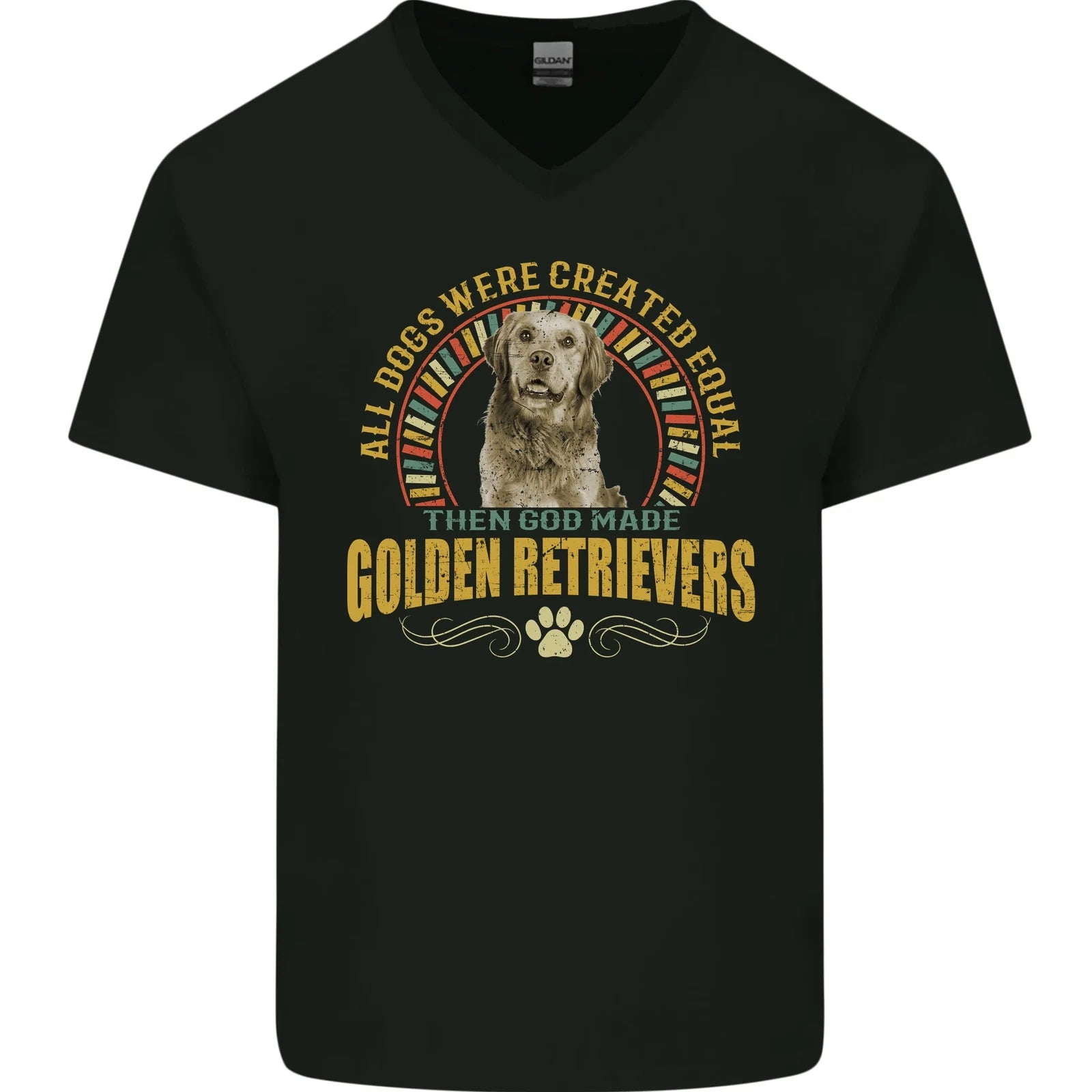 A Retriever Dog Mens V-Neck Cotton T-Shirt
