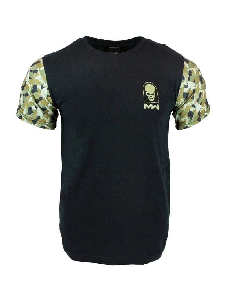 Call of Duty Modern Warfare T Shirt Skull Black Camo Sleeves Small Medium Gamer