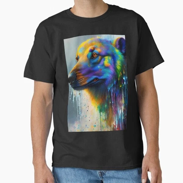 Rainbow Urban Graffiti Dog Oil Painting Splat T-Shirt Made in US/AUS Size S-2XL