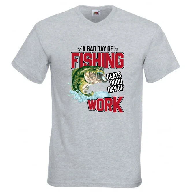 Fishing Beats Bad Day At Work Humour Novelty T Shirt Various Colours And Sizes