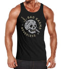 Men's Tank Top Biker Motif Skull Bad Karma Lettering Fashion Street Style