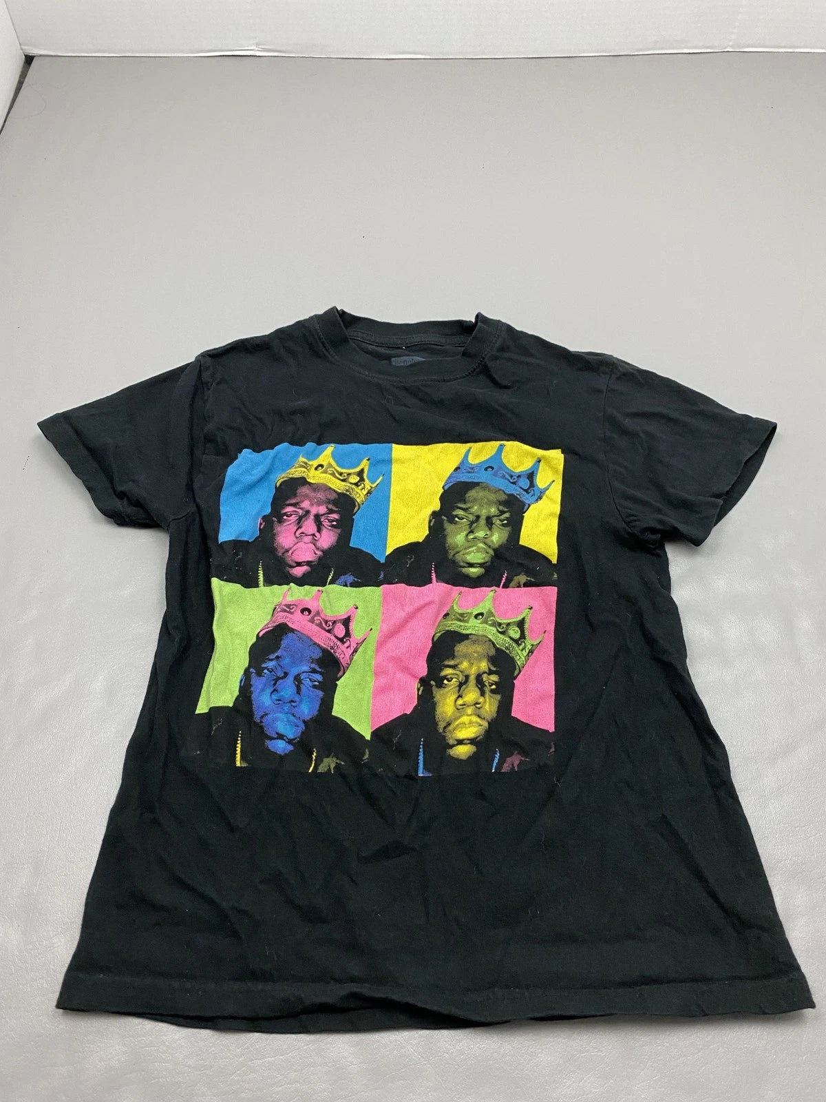 The Notorious B.I.G. Shirt Mens S Black Pop Art Crown Graphic Tee Tagless Cotton