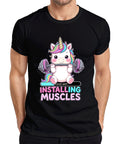 Please Wait Installing Muscles Unicorn Dumbbell Fitness Funny Mens T-Shirt