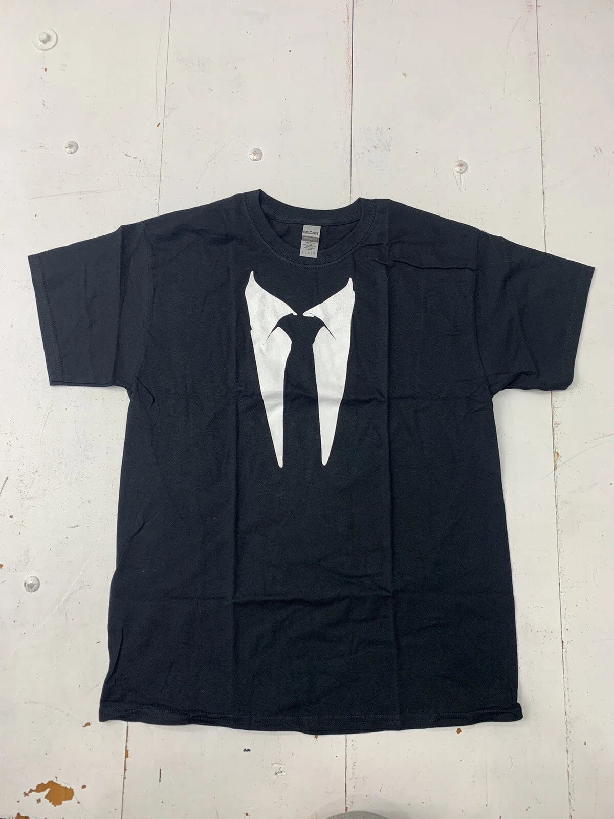 Custom Graphic Tuxedo Short Sleeve Shirt Black Adult Size Large