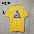 Huf T-Shirt Yellow Size L Back Triangle Print Streetwear Used